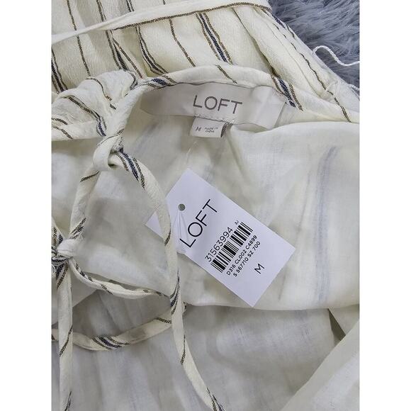 LOFT NWT Shimmer Stripe Tie Back Maxi Dress Boho - Whisper White - Size Medium - Picture 9 of 10